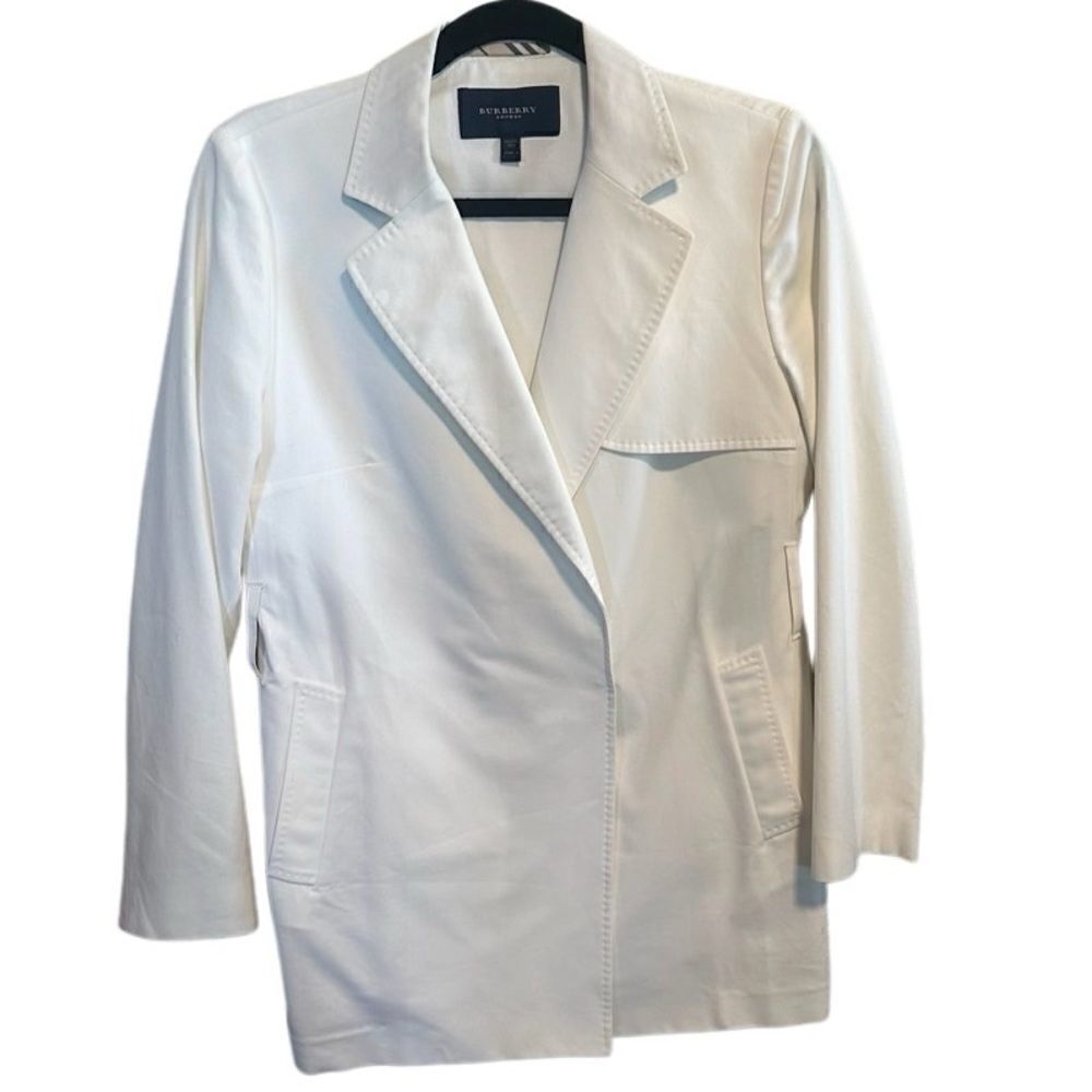 Burberry- Women’s Cotton Shorter Length Trench Jacket in White Size US 8 - Picture 2 of 12